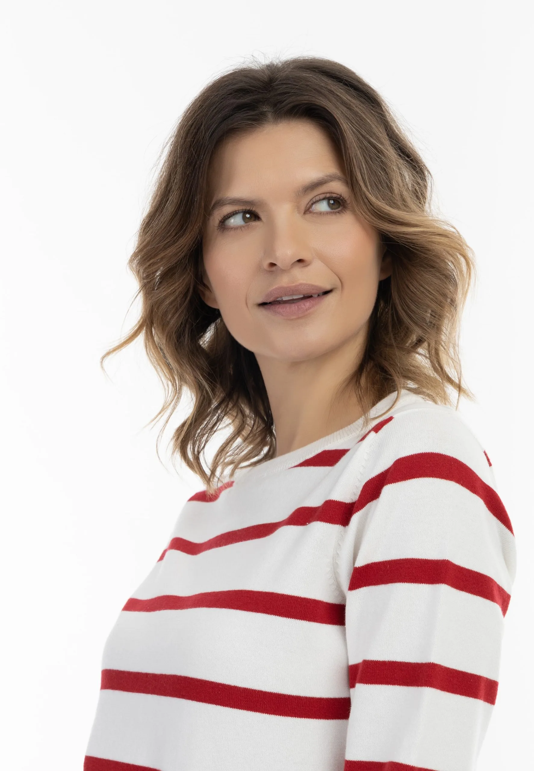 Fijngebreide Truien Trui Dames Rood / Wit 6 Fijngebreide Truien Trui Dames Rood / Wit - Afbeelding 4