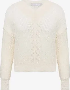 Usha Fijngebreide Truien Trui Dames Wolwit