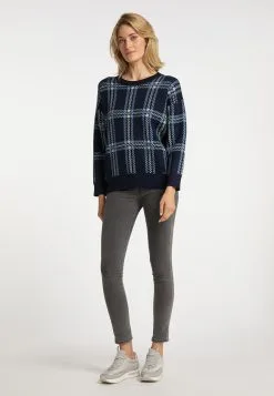 Fijngebreide Truien Trui Dames Navy / Lichtblauw -Aanbiedingen Usha Winkel ef5296c1ba697c488c7f6735424dc017