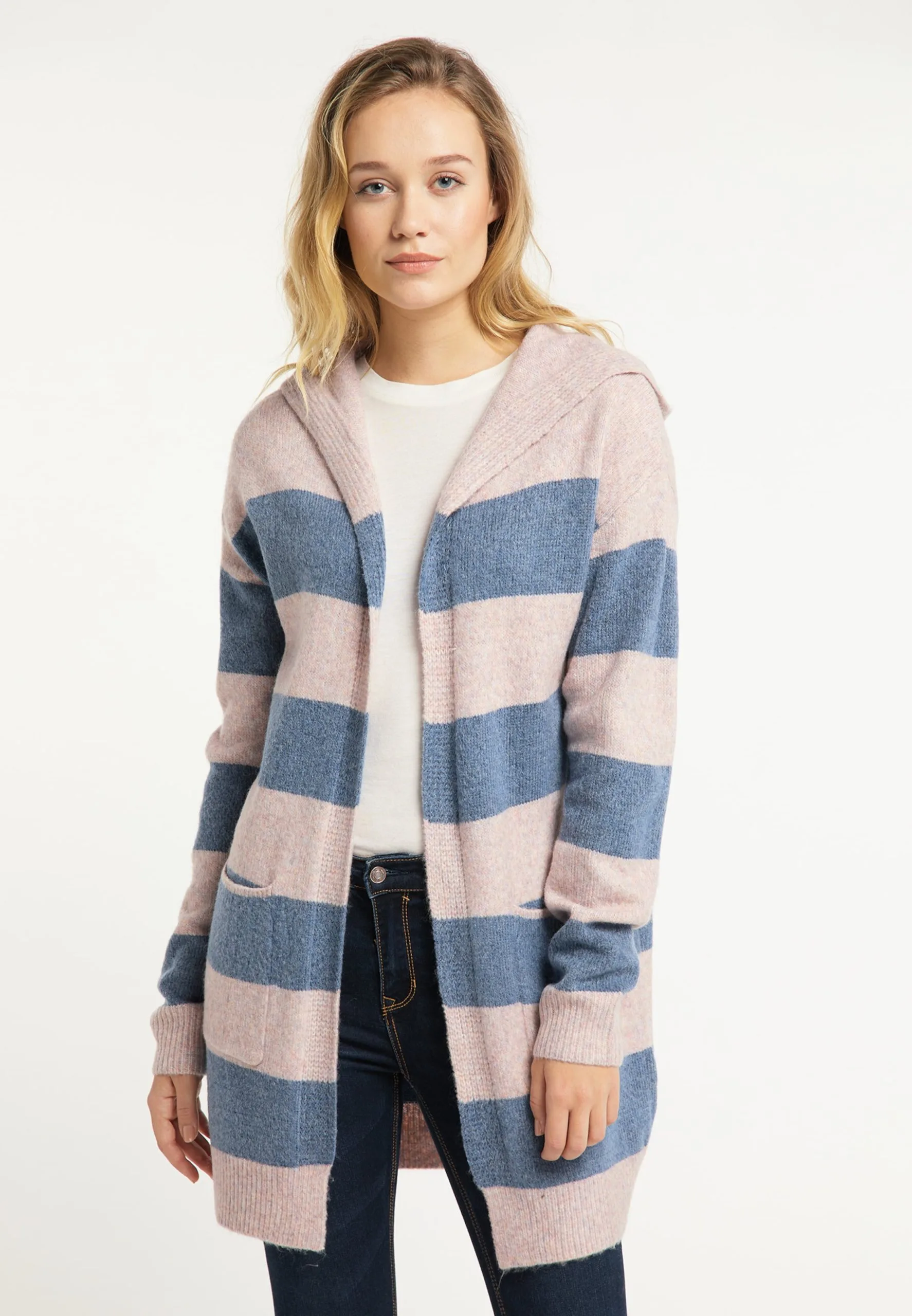 Usha Vesten Gebreid Vest Dames Duifblauw / Pastelroze 4 Usha Vesten Gebreid Vest Dames Duifblauw / Pastelroze - Afbeelding 2